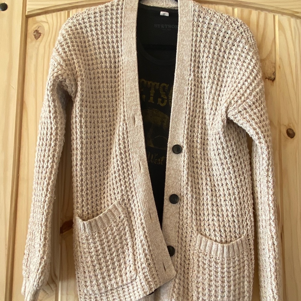 Waffle knit cardigan